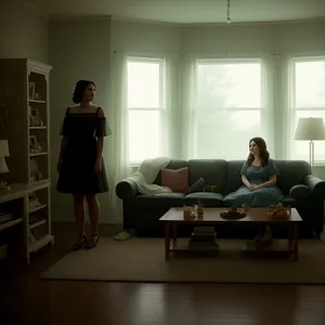 Modern luxury office interior with wood furniture and lamp.