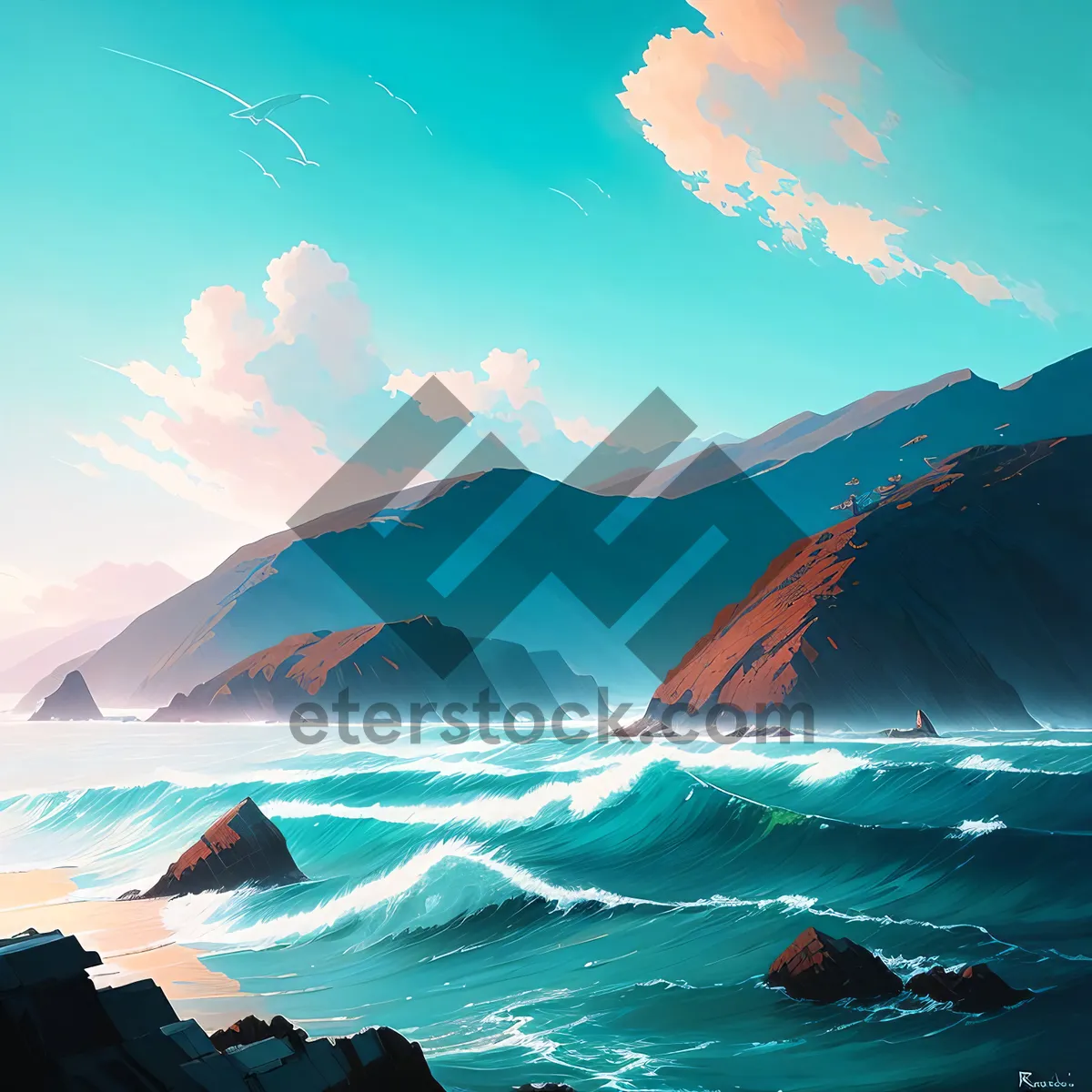 Picture of Serene Sunset Over Azure Ocean