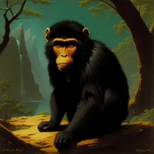 Wild Chimpanzee in Natural Habitat - Image