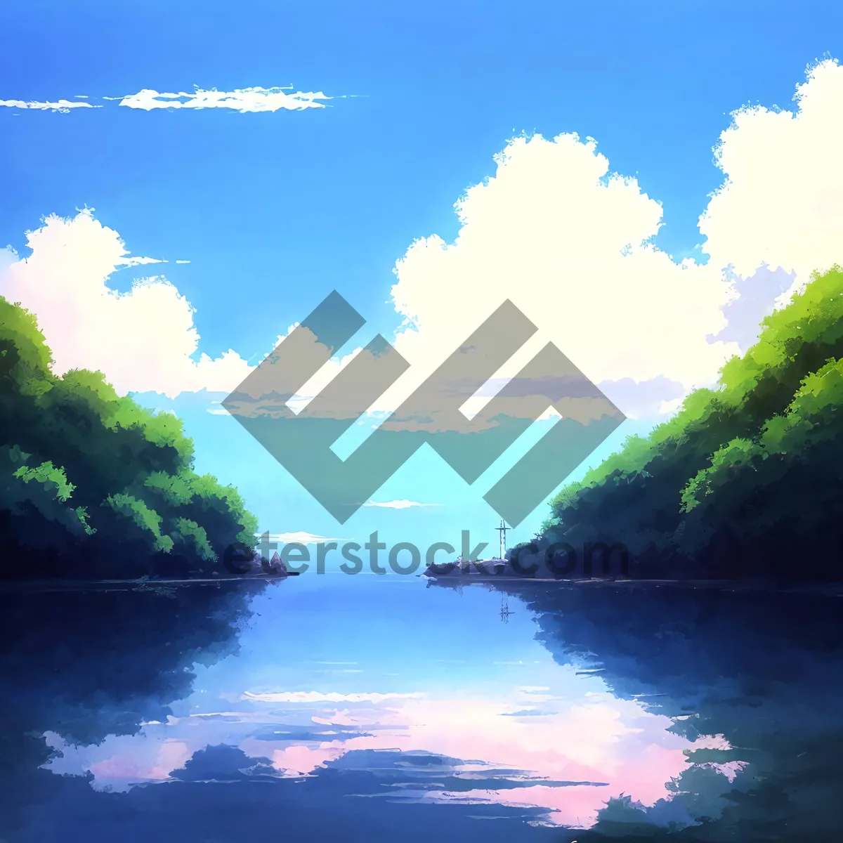 Picture of Picturesque Coastal Shoreline Under a Clear Summer Sky
