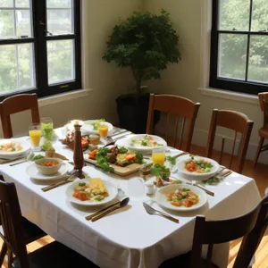 Luxurious Restaurant Dining Table Setting with Drink