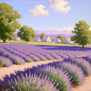 Lavender Fields amidst Serene Countryside