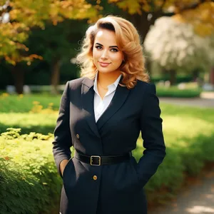 Smiling Businesswoman in Park - Successful and Professional