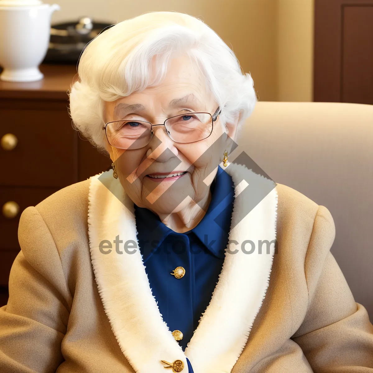 Picture of Smiling Retired Couple Embracing in Love