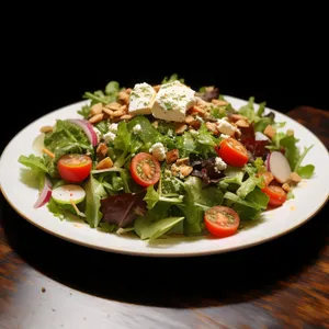 Fresh Gourmet Veggie Salad with Cheese and Sauce