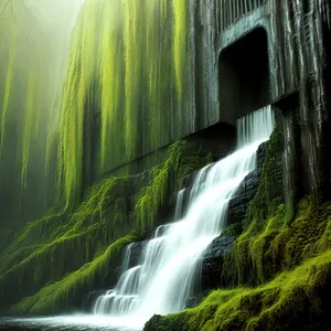 Tranquil Mountain Cascade in Pristine Forest