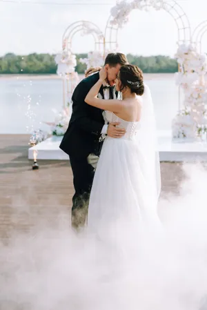 Happy Bride and Groom Wedding Portrait