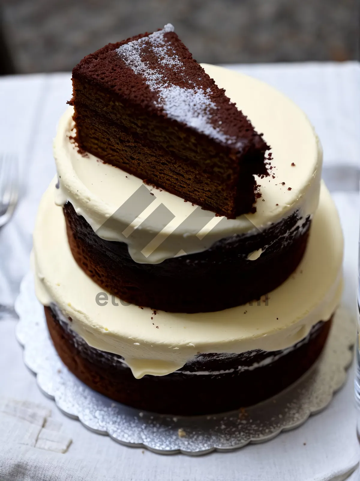 Picture of Delicious Gourmet Slice of Chocolate Cake with Fresh Fruit