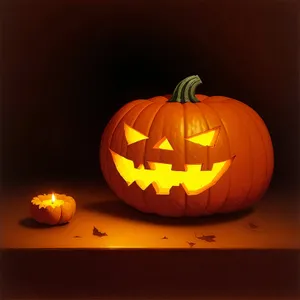 Spooky Jack-o'-Lantern Illuminated with Candle