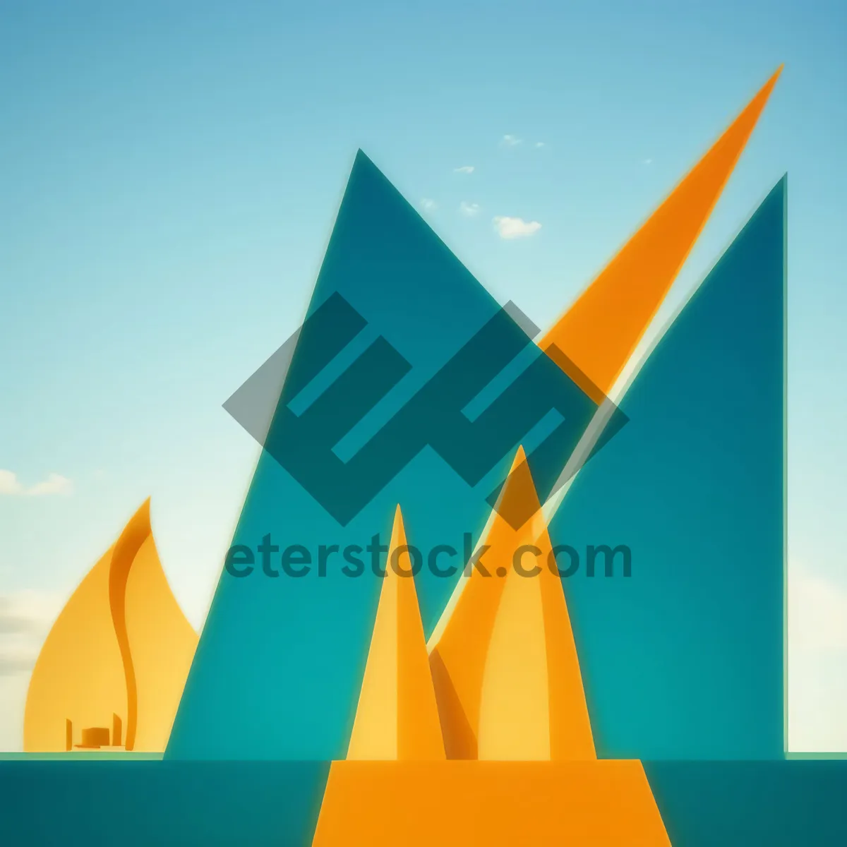 Picture of 3D geometric pyramid shape icon symbol.