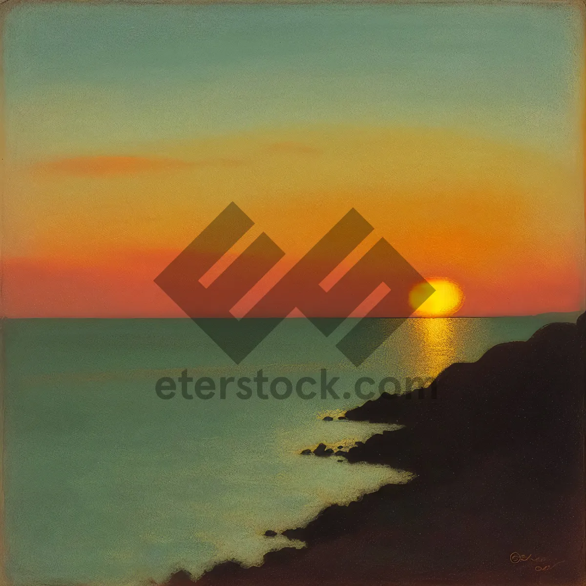 Picture of Tropical Sunset Over Ocean Horizon