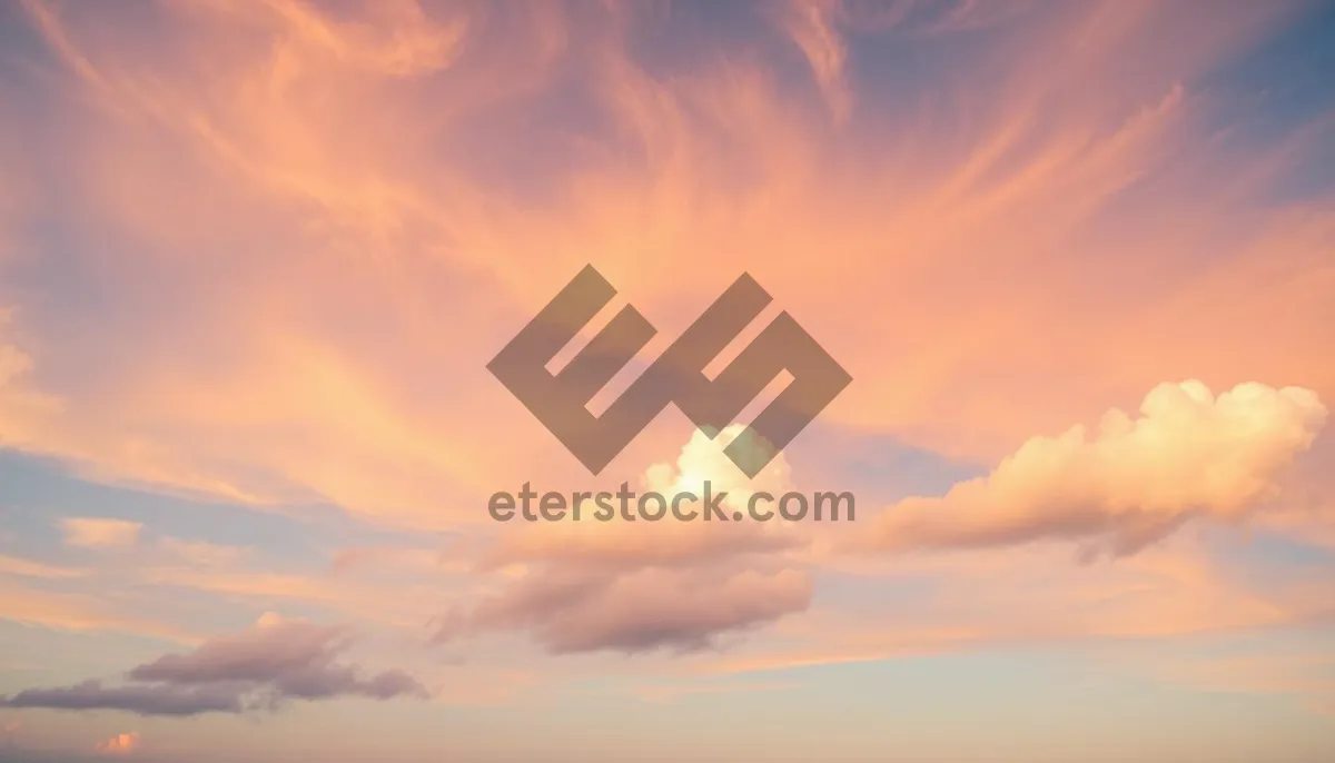 Picture of Bright Summer Sky with Fluffy Clouds and Sunshine