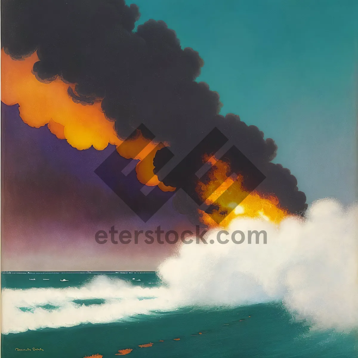 Picture of Fiery Sunset over Majestic Volcanic Mountain