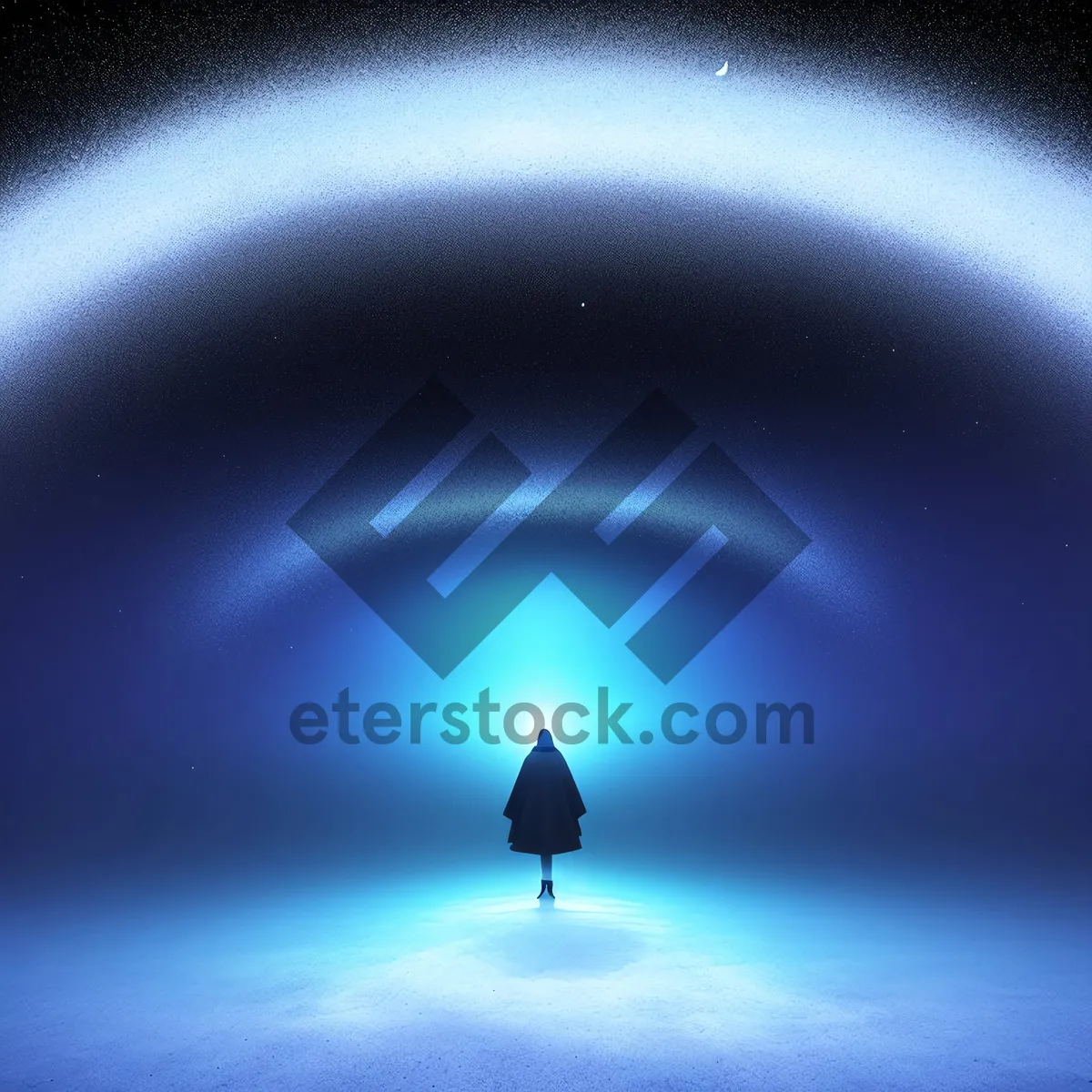 Picture of Dark Moonlit Space Fantasy Scene with Bright Glow