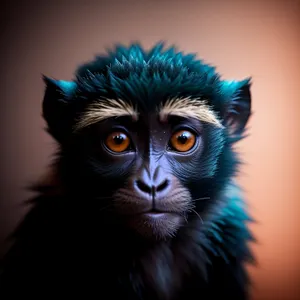 Cute Baby Monkey Portrait with Expressive Black Eyes