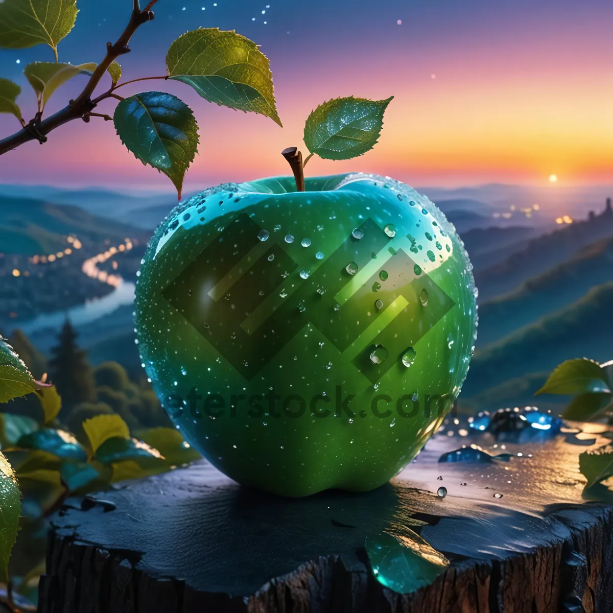 Picture of Festive Granny Smith Apple Christmas Decorations