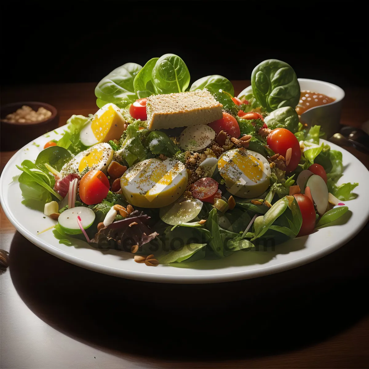 Picture of Delicious Gourmet Vegetable Salad with Fresh Cheese Peppers.