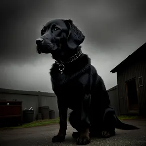 Cute Black Retriever Puppy Portrait