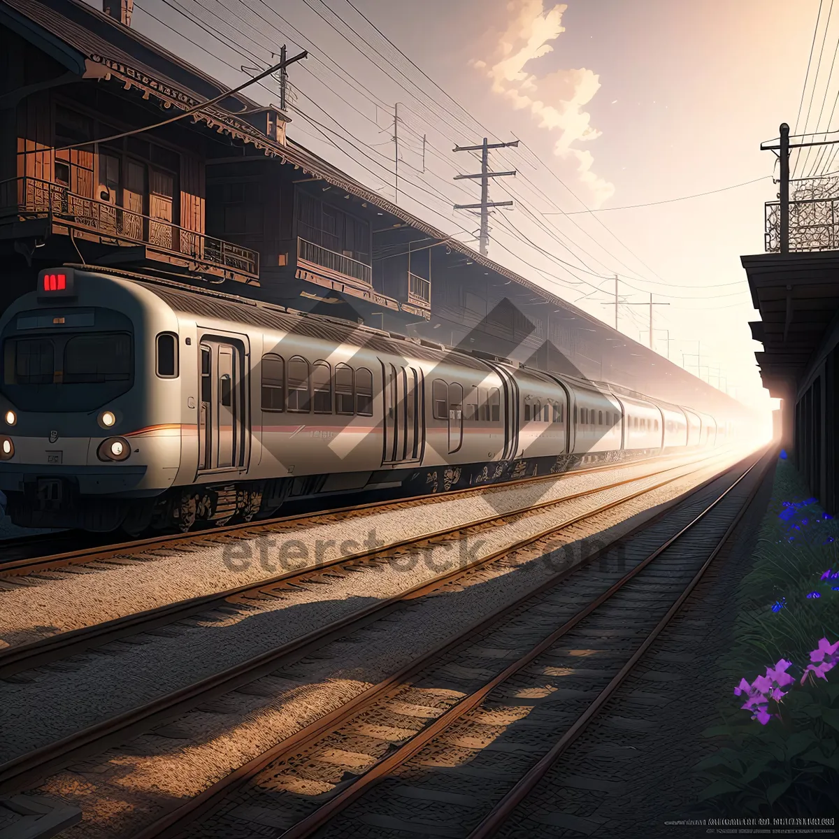 Picture of Modern Electric Passenger Train at Railway Station