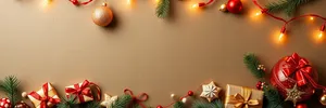Golden Winter Tree Frame with Ornaments