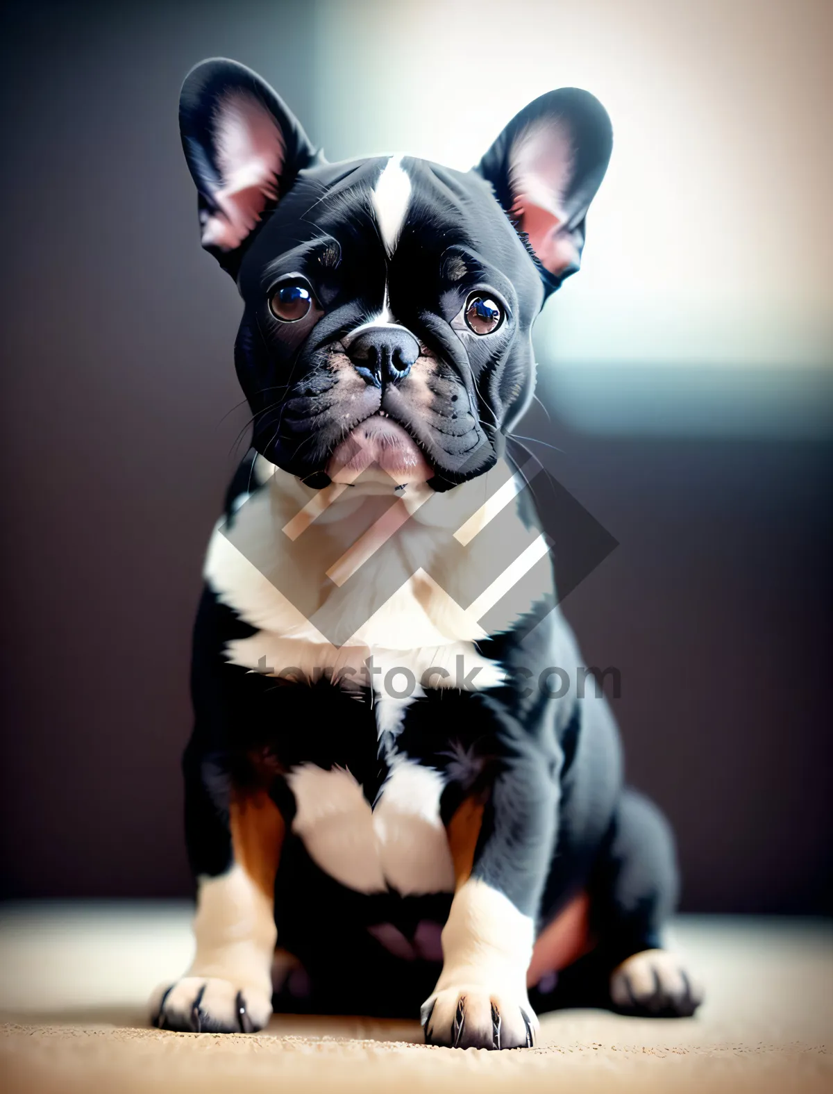 Picture of Cute Bulldog Puppy Portrait - Adorable Purebred Canine