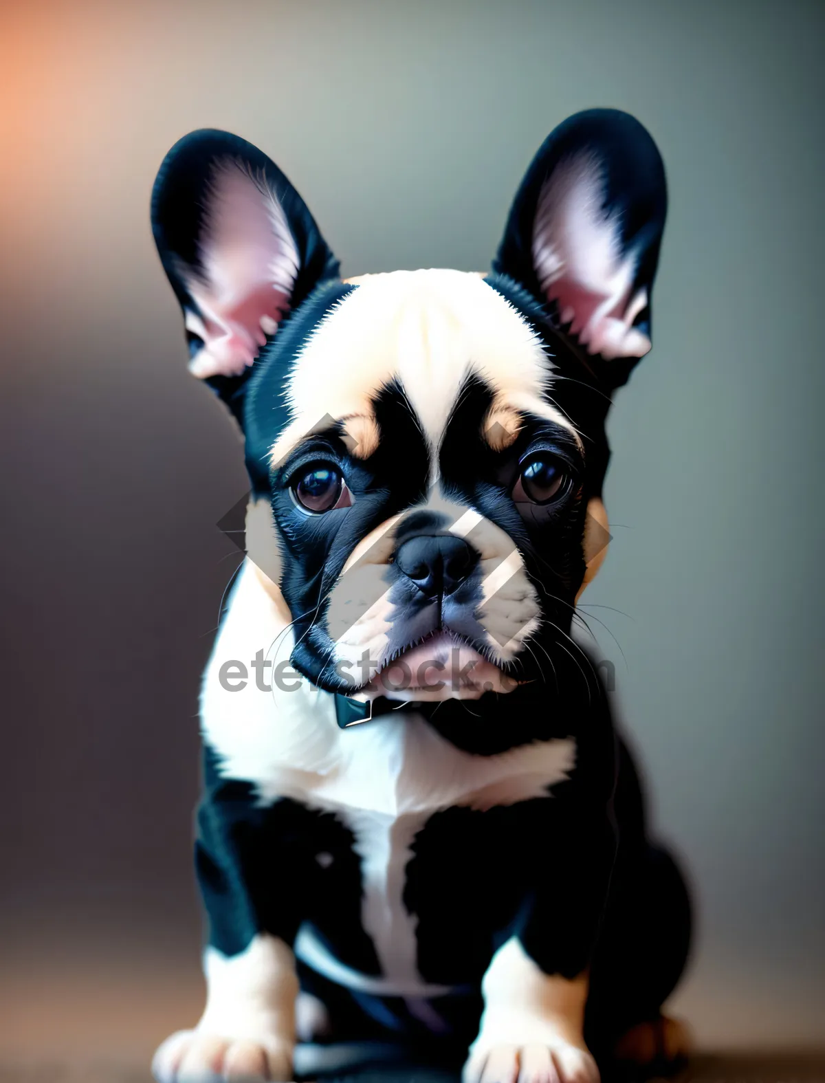 Picture of Cute Wrinkle-faced Terrier Bulldog Puppy Portrait