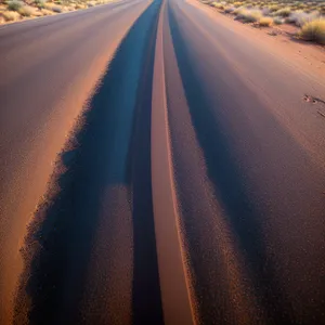 Desert Highway: Endless Motion Across Sand Dunes.