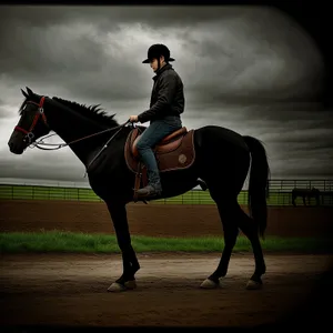 Equestrian Riding: Majestic Stallion Leading with Sidesaddle