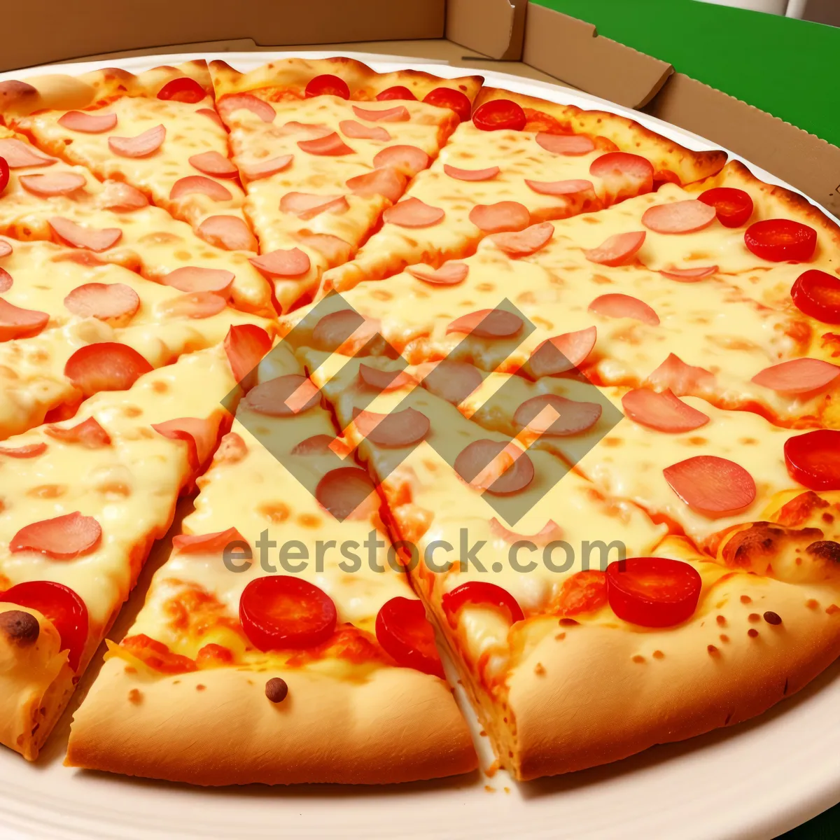 Picture of Delicious Gourmet Pizza Slice with Cheese and Pepperoni