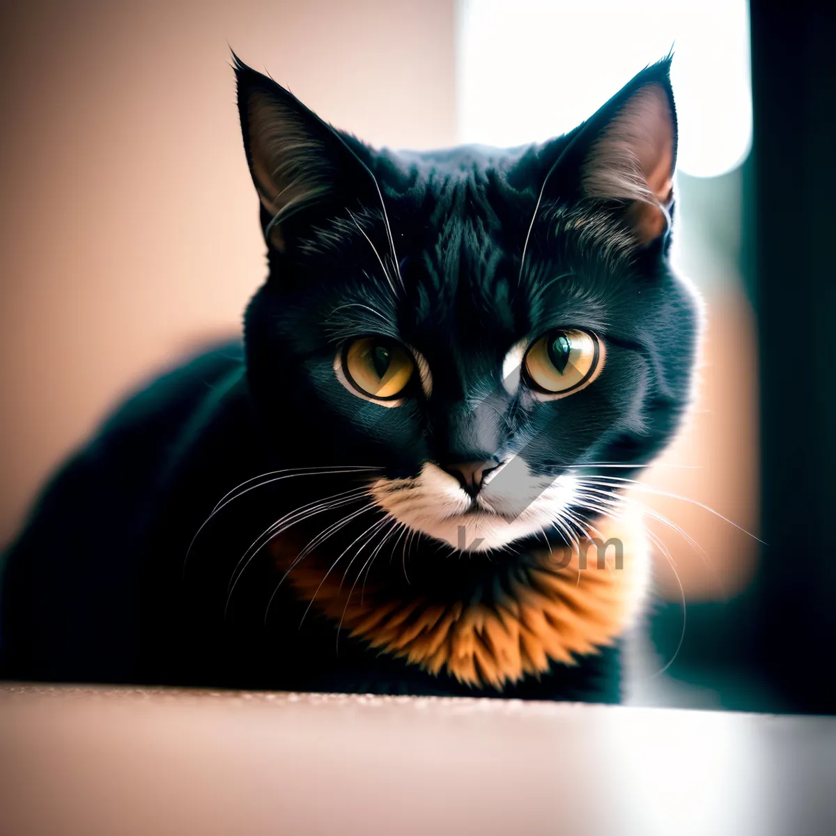 Picture of Adorable gray striped kitten with curious eyes