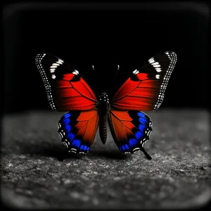 Colorful Butterfly Wings on Flower Closeup