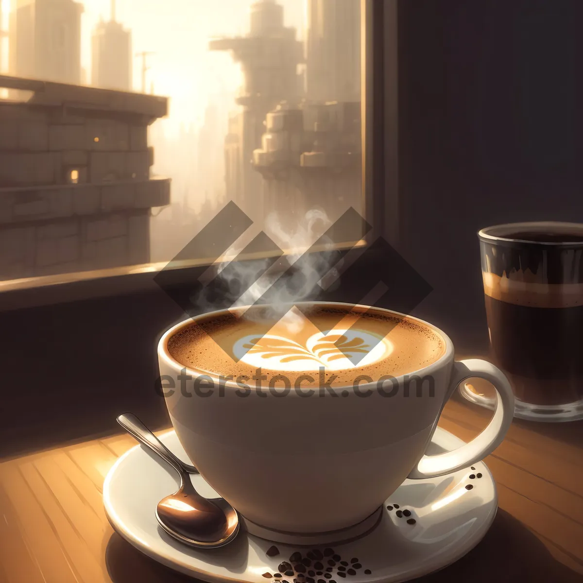 Picture of Hot espresso in a stylish coffee cup