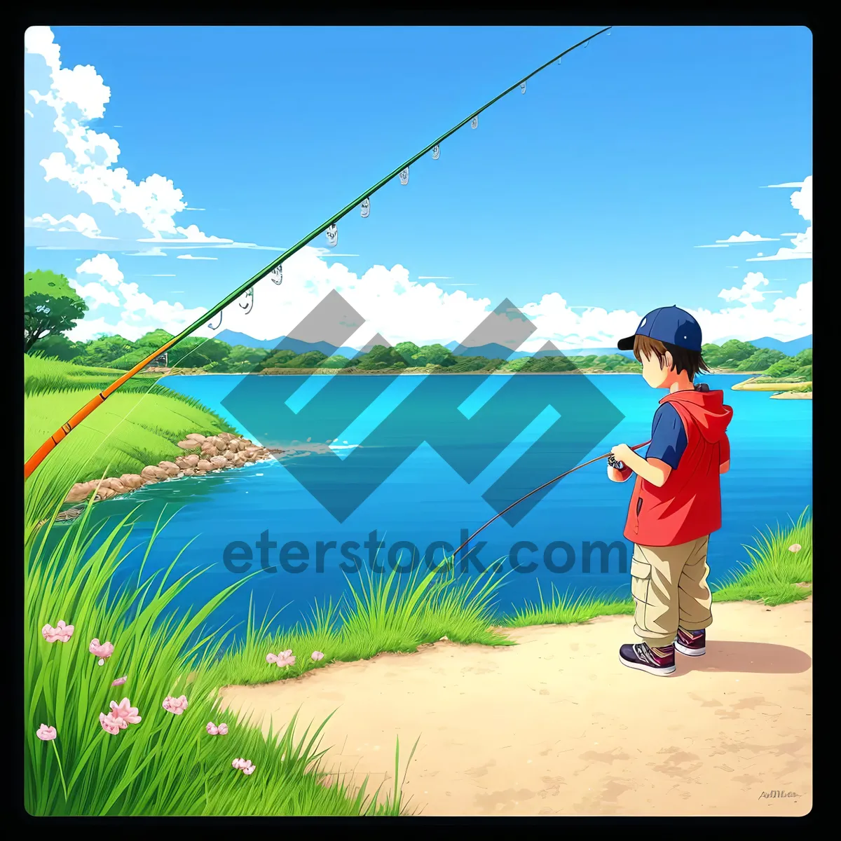 Picture of Summer Golfer Enjoying a Swing at the Beautiful Golf Course