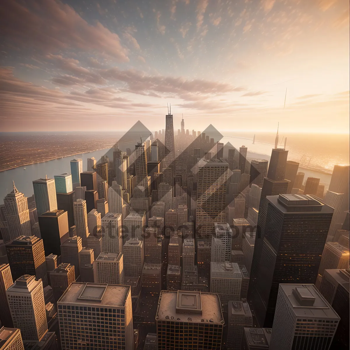 Picture of Modern city skyline with towering skyscrapers