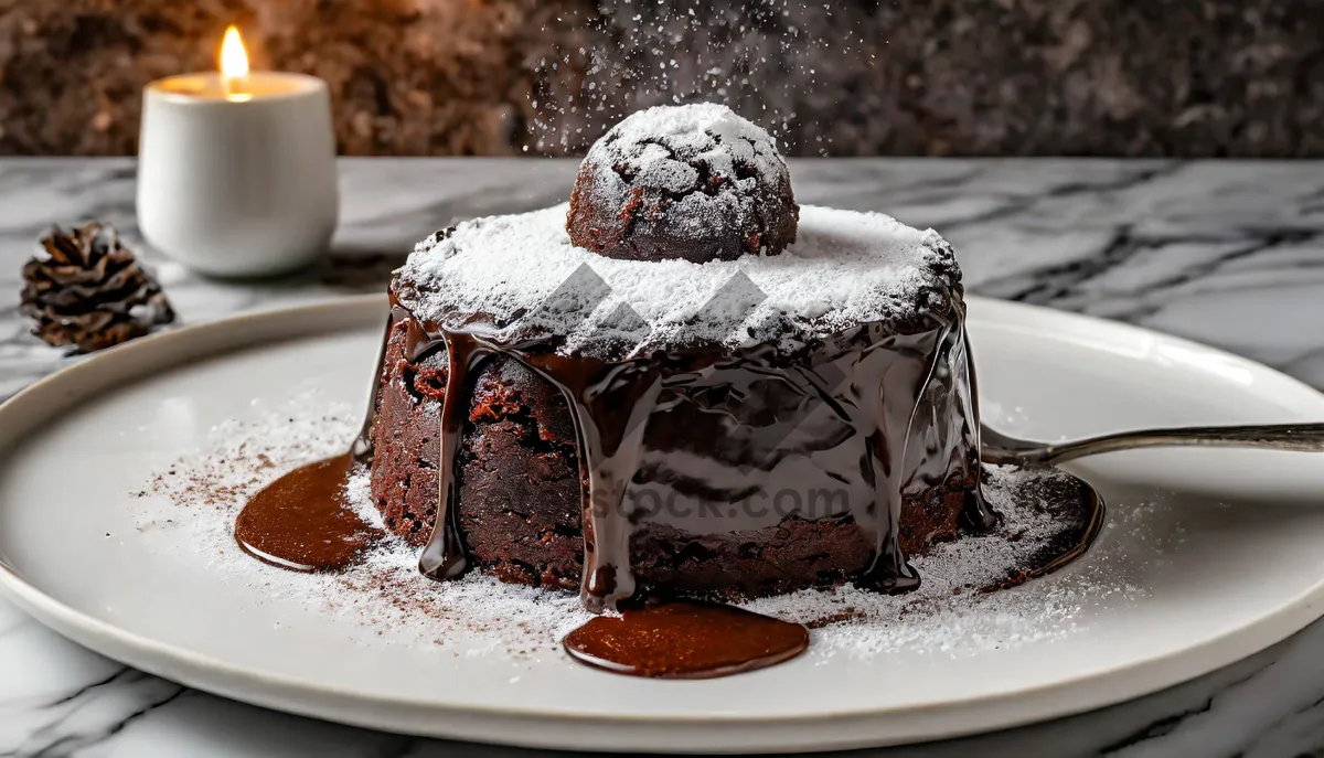 Picture of Chocolate Cake with Ice Cream and Sauce