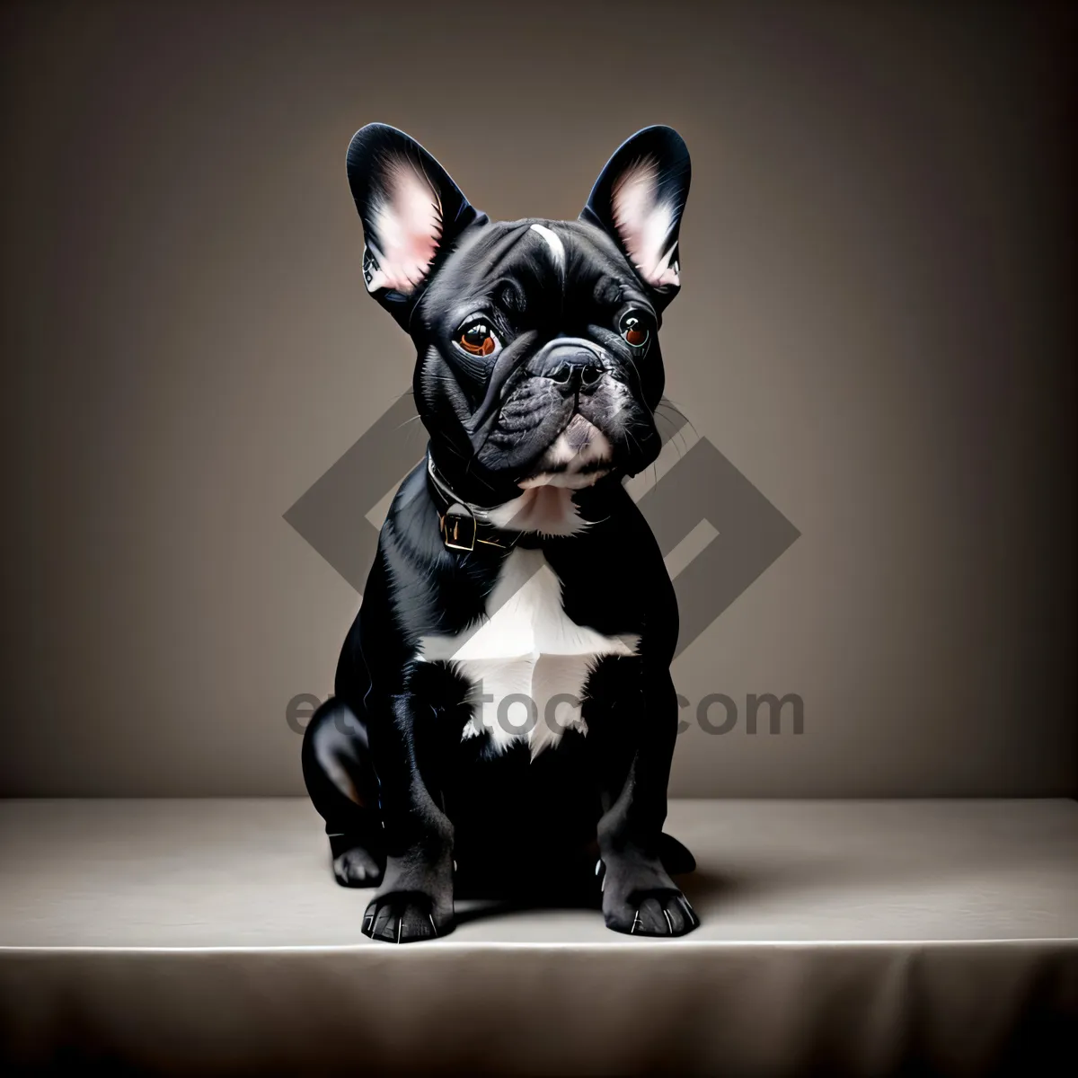 Picture of A Bulldog puppy with endearing wrinkles, radiating adorableness