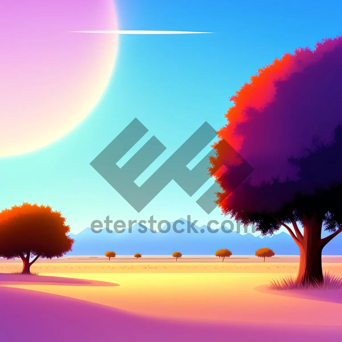 Picture of Vibrant Summer Sky: Clear Sky Above Colorful Landscape