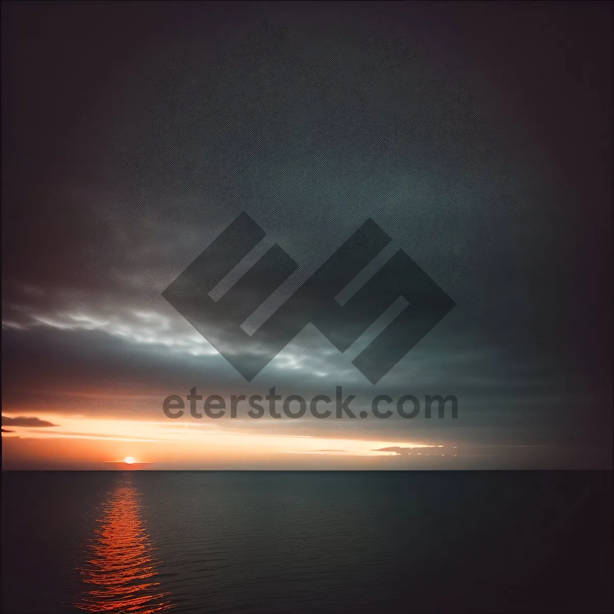 Picture of Sunset Reflection on Ocean Horizon