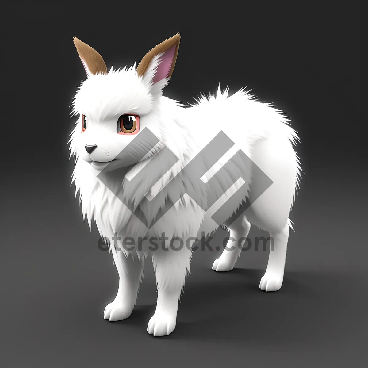 Picture of Fluffy Bunny: Cute White Pet with Adorable Ears