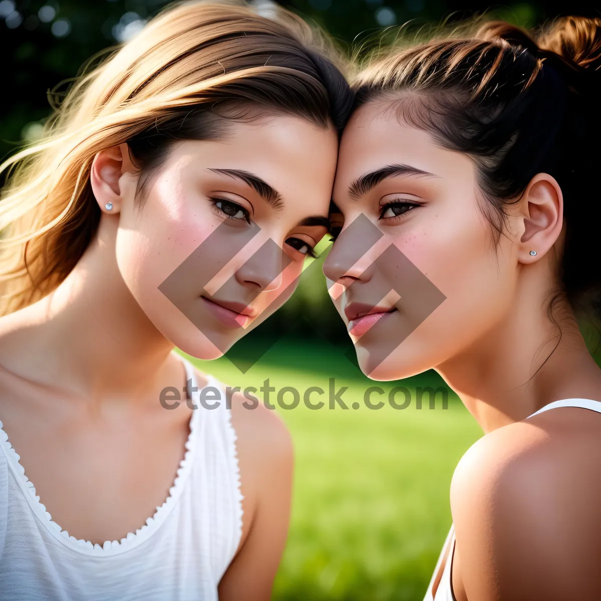 Picture of Happy Couple Embracing in Summer Sunshine