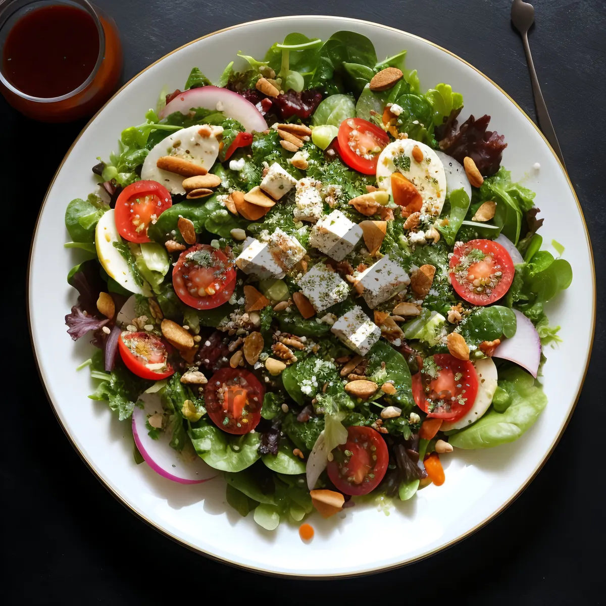 Picture of Delicious Gourmet Salad with Fresh Vegetables and Meat