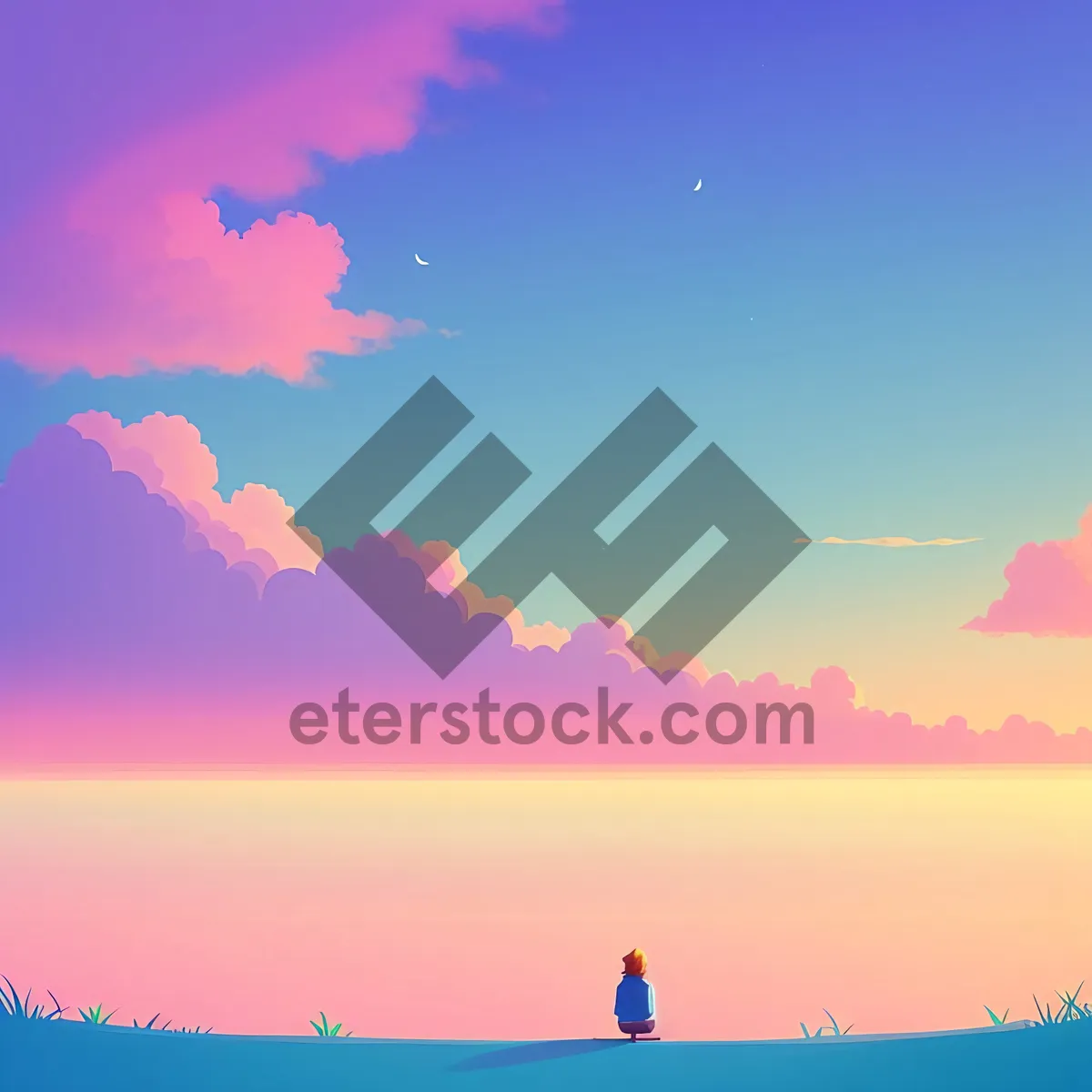 Picture of Serene Summer Sky with Colorful Clouds