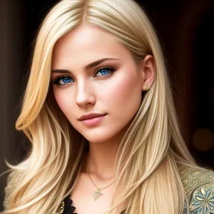Stunning Blond Model with Flawless Makeup and Beautiful Smile