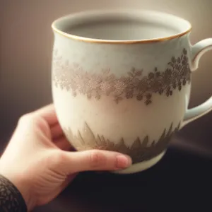 Mixed Drink in Ceramic Mug with Saucer