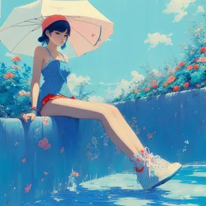 Sun-Kissed Swimmer on a Tropical Beach