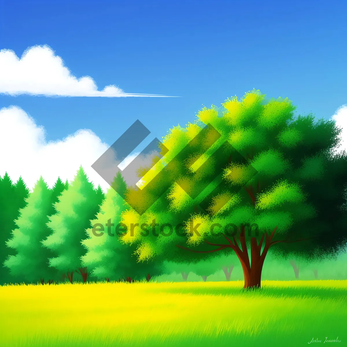 Picture of Rural farm scene under sunny skies