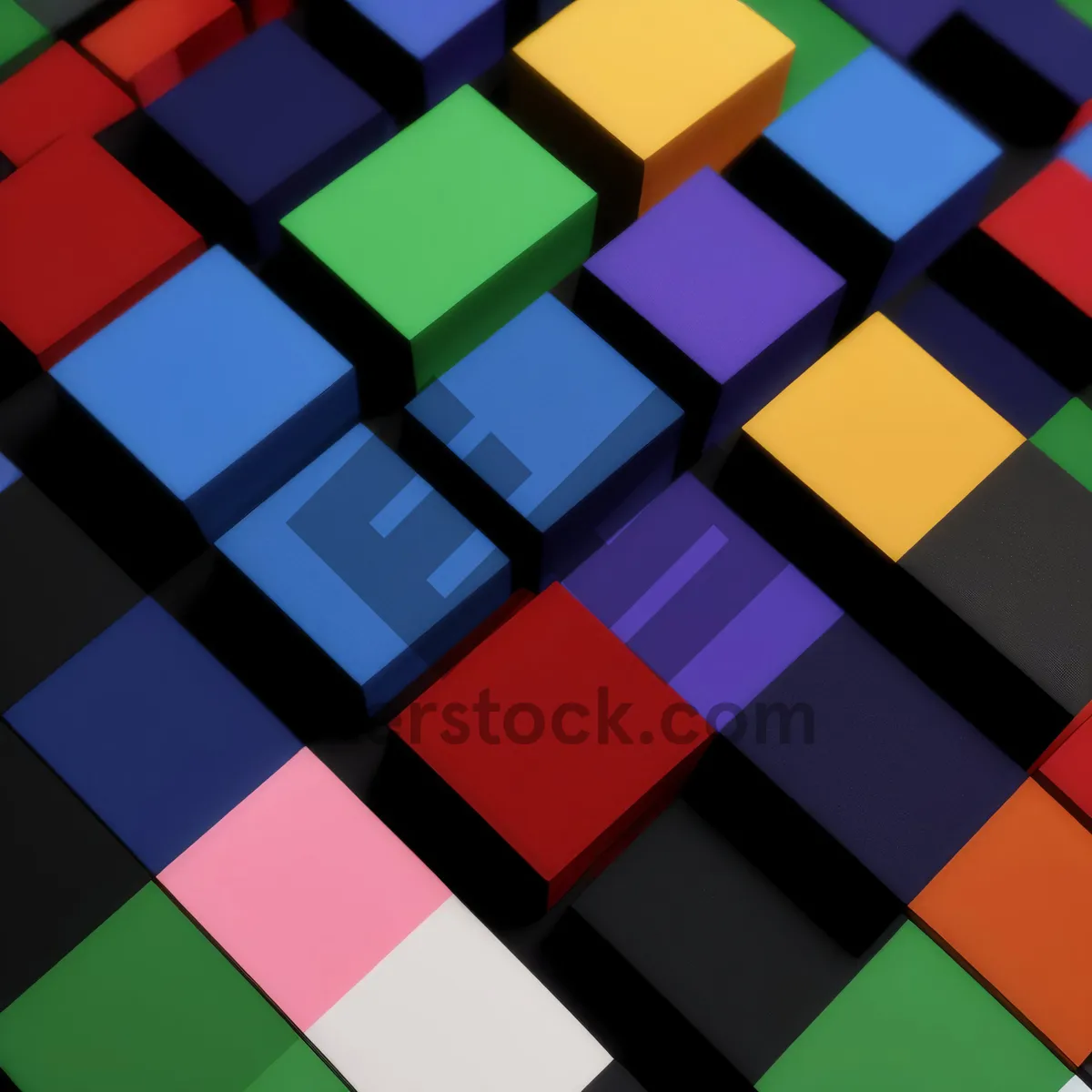 Picture of Colorful geometric checkered mosaic tile design pattern.