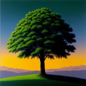 Serene Oak Tree Amidst Vibrant Countryside