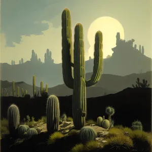Desert Oasis: Saguaro Cactus at Sunset