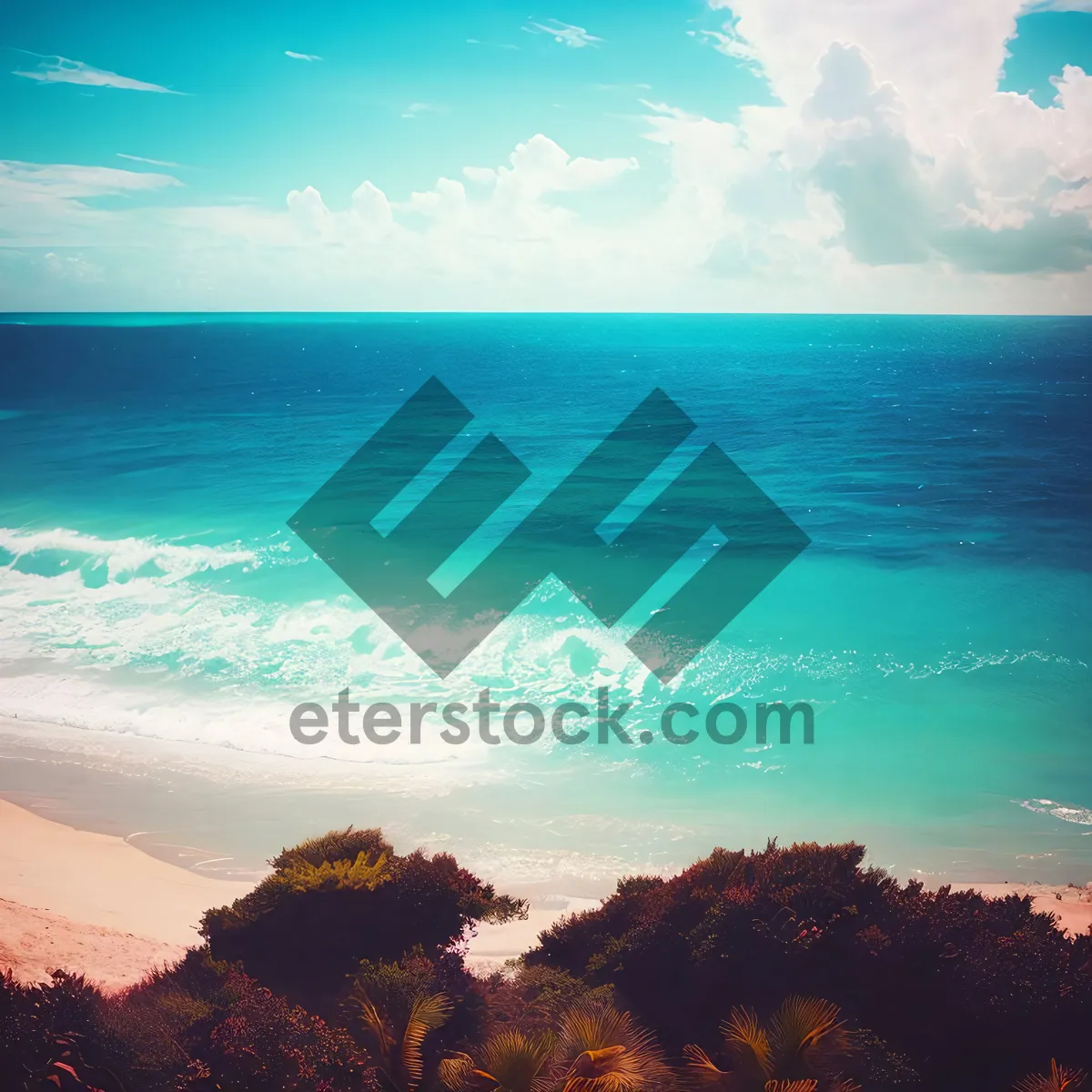 Picture of Serene Sunset over Tropical Beach Paradise